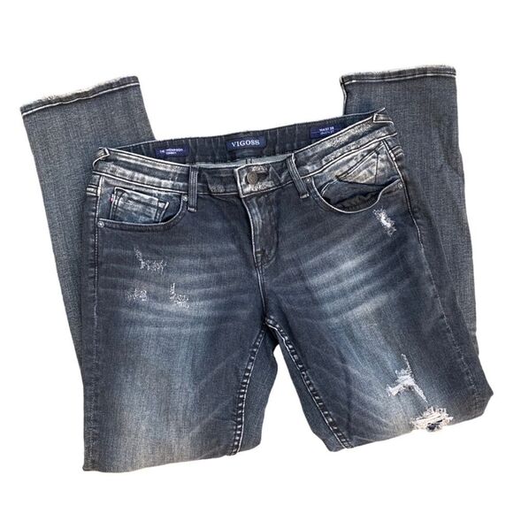 Vigoss Jagger Skinny Jeans Black Distressed Women’s Sz 28 x 27 Medium Wash - Picture 1 of 12